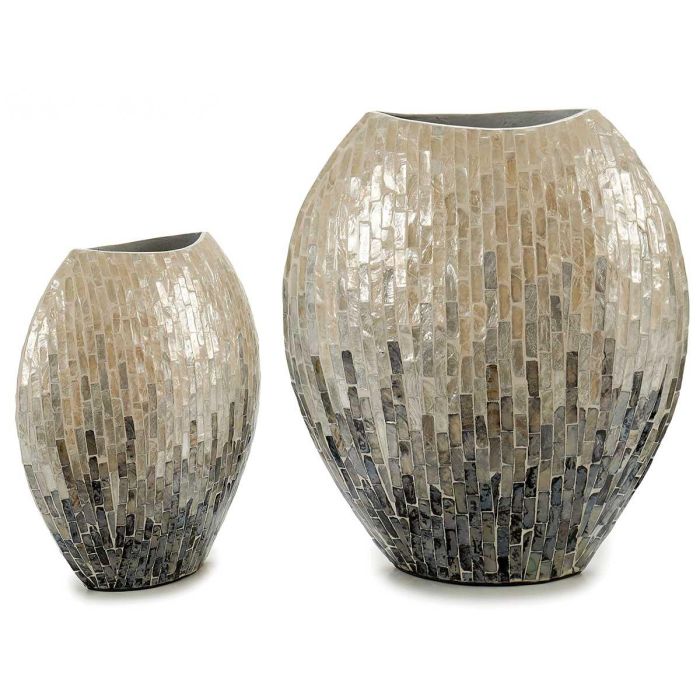 Jarrón Ancho Nácar Gris Degradado 32 cm - Giftdecor Jarrón Ancho Nácar Gris Degradado 32 cm - Giftdecor