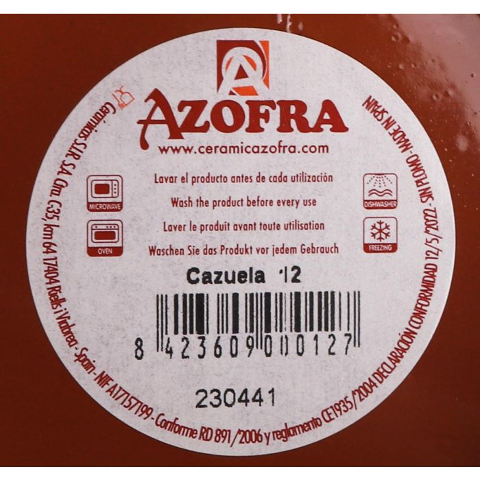 Azofra Cazuela 12 cm Vitrocerámica (24 Unidades)