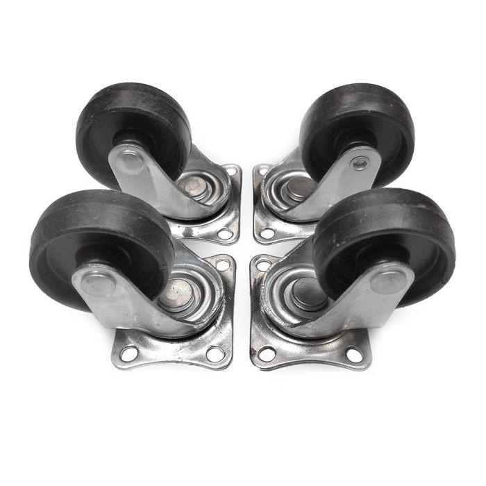 Edm Set de 4 ruedas giratorias 50mm negras acero inoxidable/goma 0 Edm Set de 4 ruedas giratorias 50mm negras acero inoxidable/goma 0