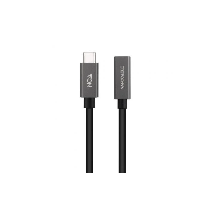 NANOCABLE Cable Prolongador USB-C 3.2 Gen2x2 20Gbps 3A, 4K/60Hz, USB-C/M-USB-C/H, Negro, 1 m