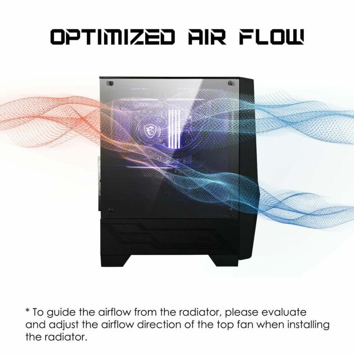 MSI MAG Forge 100M Midi Tower Negro Transparente con Iluminación Púrpura y Panel de Vidrio Templado para PC Gaming 12