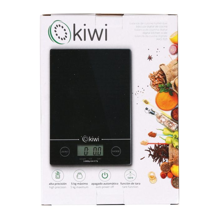 Báscula de cocina digital Kiwi 5 kg vidrio color (8 Unidades) 1 Báscula de cocina digital Kiwi 5 kg vidrio color (8 Unidades) 1