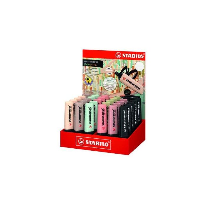 Stabilo Boss Pastel Nature Colors Rotulador fluorescente, antisecado, expositor 30 unidades, colores surtidos, trazo 2-5 mm Stabilo Boss Pastel Nature Colors Rotulador fluorescente, antisecado, expositor 30 unidades, colores surtidos, trazo 2-5 mm
