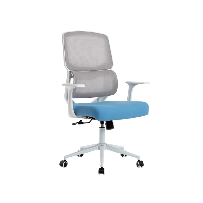 Q-connect Silla de Oficina Lucca Malla Base Metálica Alt Max 1090 Ancho 700 Profundo 650 Ruedas Premium Color Blanco Gris Azul 4