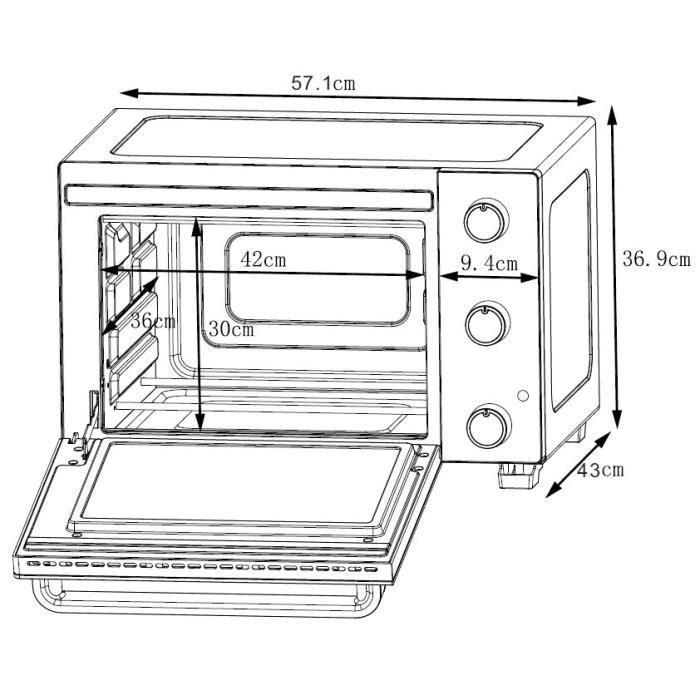 CONTINENTAL EDISON CEMF46B3 - Mini horno eléctrico 46L negro - 1800W - Asador, Circulación natural 4