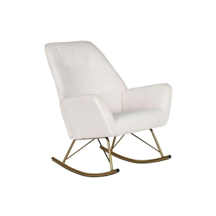 DKD Home Decor Sillón Mecedora Scandi Borreguito Poliéster Metal Blanco Dorado 73x75x97 cm DKD Home Decor Sillón Mecedora Scandi Borreguito Poliéster Metal Blanco Dorado 73x75x97 cm
