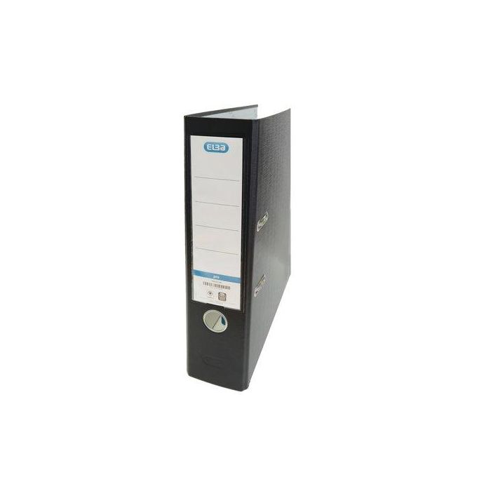 Elba Archivador de Palanca Cartón Forrado PVC Rado Top, Folio, Lomo 80mm, Negro. Cantoneras y Ollao Metálicos