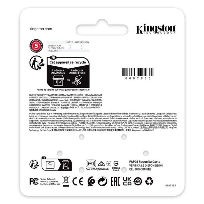 Kingston DTKNX/64GB Memoria USB 3.2 Gen 1, 64GB, Carcasa Metálica, Velocidad Lectura 220 MB/s, Escritura 100 MB/s 4