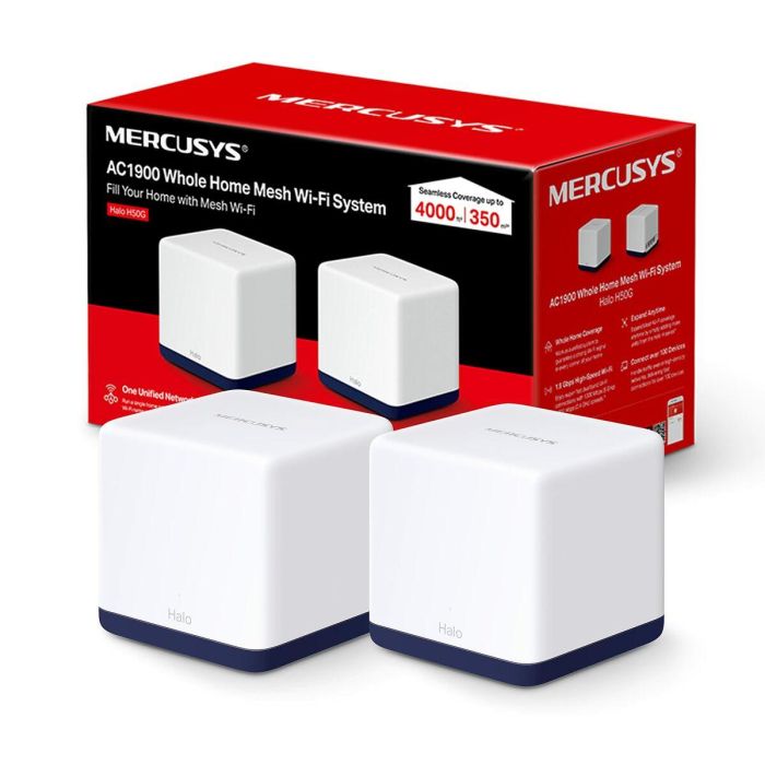 Mercusys Halo H50G Sistema Wi-Fi Malla para Hogar, Doble Banda 2.4/5 GHz, Wi-Fi 5 (802.11ac), Pack de 2 Nodos, Color Blanco 1 Mercusys Halo H50G Sistema Wi-Fi Malla para Hogar, Doble Banda 2.4/5 GHz, Wi-Fi 5 (802.11ac), Pack de 2 Nodos, Color Blanco 1