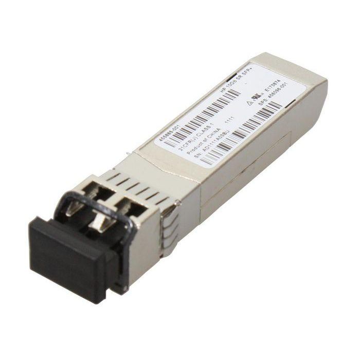 Hewlett Packard Enterprise 10Gb SFP+ SR transceiver, 850nm wavelength, supports multimode fiber up to 400m, compatible with HPE BladeSystem. Hewlett Packard Enterprise 10Gb SFP+ SR transceiver, 850nm wavelength, supports multimode fiber up to 400m, compatible with HPE BladeSystem.