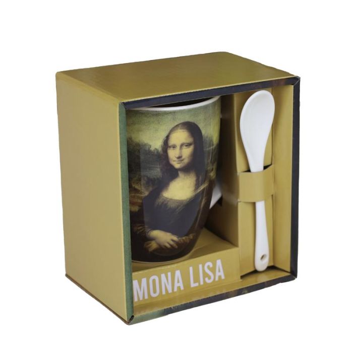 Taza Cerámica Con Cuchara Enesco Mona 2 Taza Cerámica Con Cuchara Enesco Mona 2