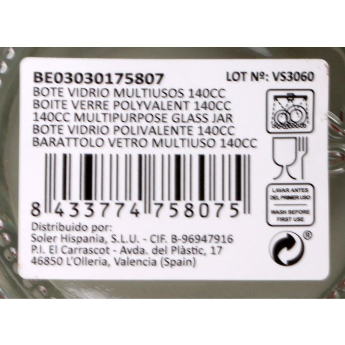 Bote de Vidrio 140 cc con Tapa - Mediterraneo (24 Unidades) 4 Bote de Vidrio 140 cc con Tapa - Mediterraneo (24 Unidades) 4