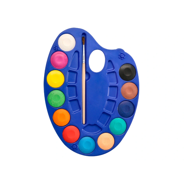 Liderpapel Acuarela 12 Colores con Pincel, Depósito y Paleta de Plástico 2