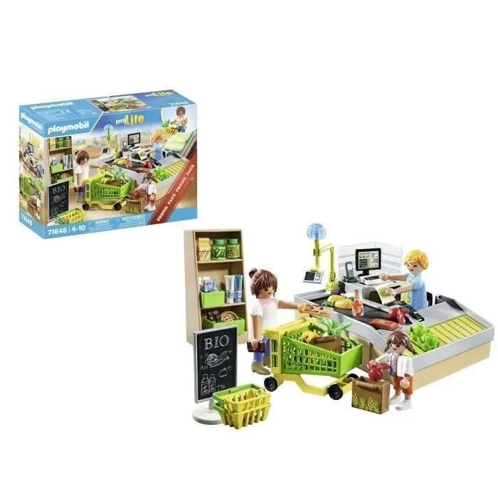 Playmobil 71648 Caja de supermercado My Life Shopping, Pack promocional con 65 piezas, Edades 4+ 3