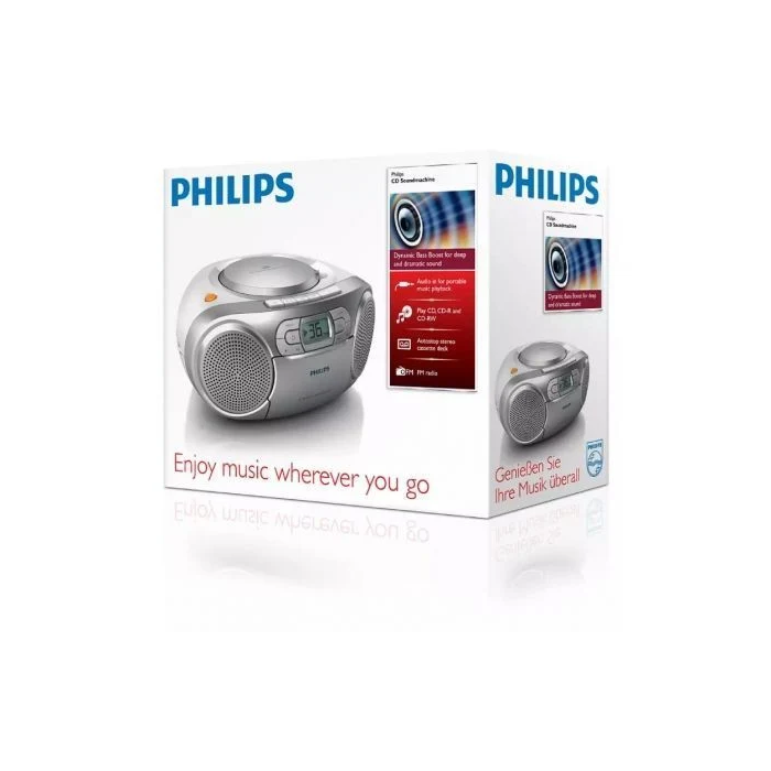 Philips Radio CD AZ127/12 2W con Cable y a Pilas Gris