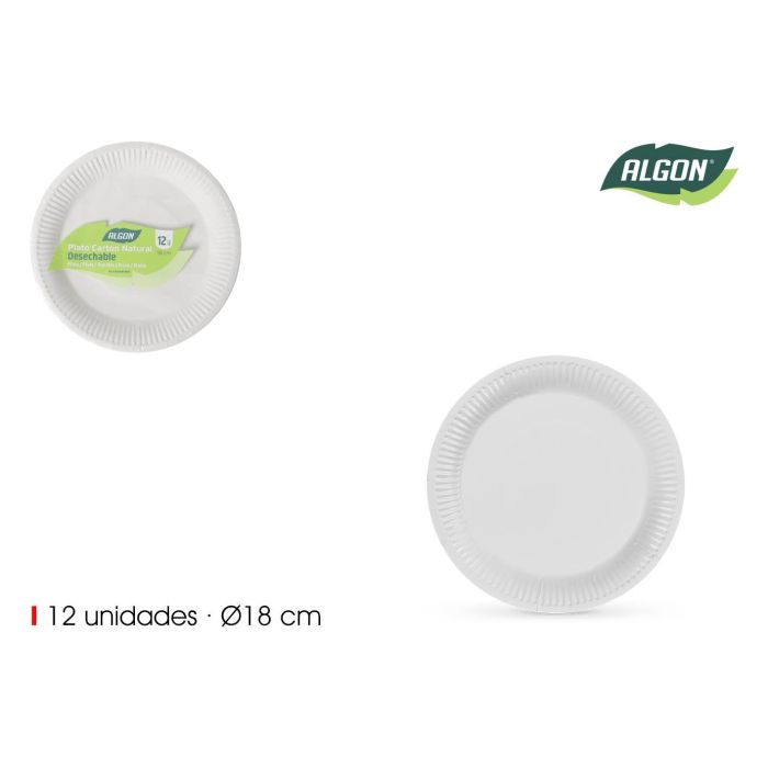 Set de 12 platos redondos de cartón natural 18 cm Algon - Inde (24 Unidades) Set de 12 platos redondos de cartón natural 18 cm Algon - Inde (24 Unidades)
