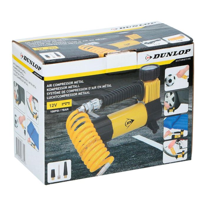 Dunlop Compresor de Aire Metálico para Coche 12V con 3 Boquillas 1