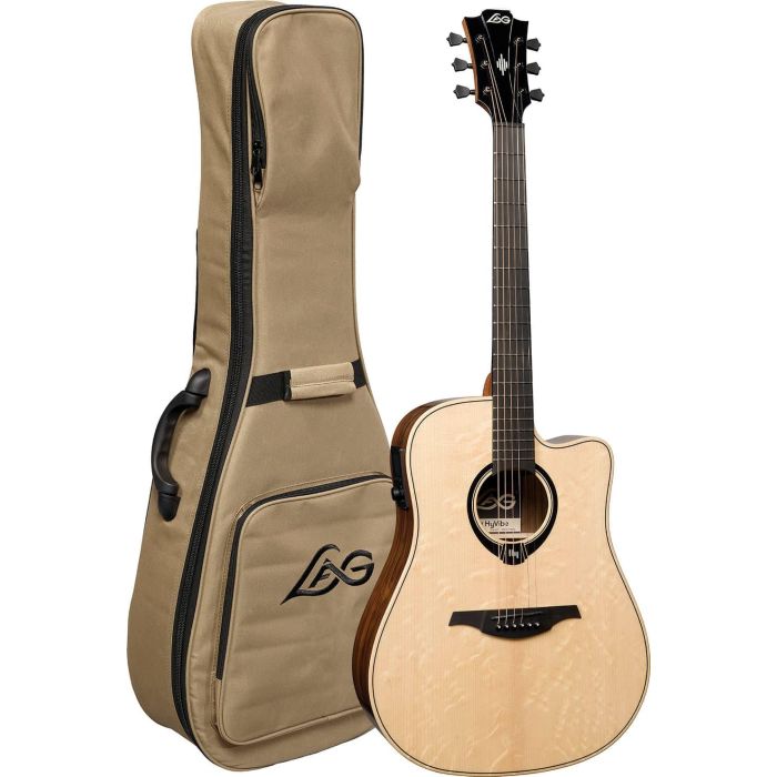 LAG Guitarra Acústica Dreadnought Hyvibe H2 30 A/E Cutaway HyVibe H2 Tapa Abeto Engelmann Fondo Bocote Acabado Brillante 1