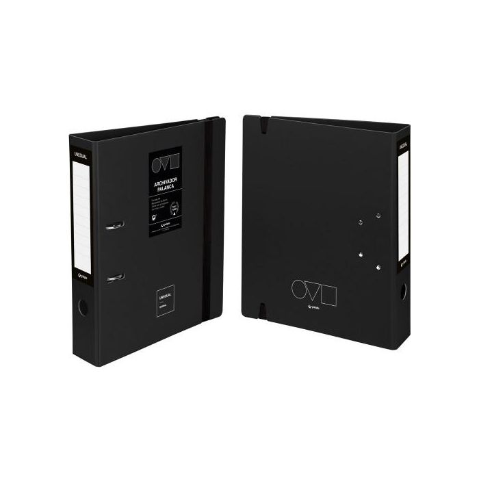 Grafoplás 17262810 Archivador A4 65mm Polyfoam Unequal Minimal Negro cierre con goma ultraligero y resistente