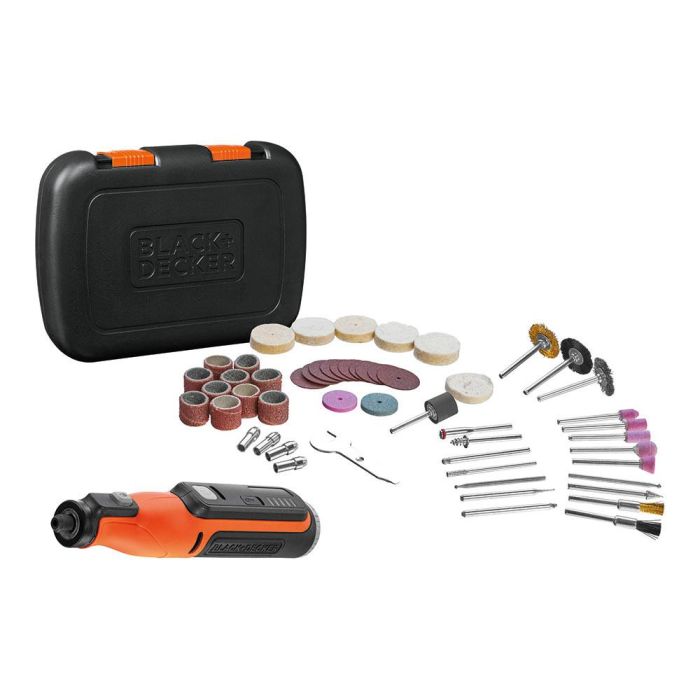 Black+Decker Multi-herramienta rotativa 7,2V BCRT8IK-XJ con 53 accesorios, velocidad variable y luz LED Black+Decker Multi-herramienta rotativa 7,2V BCRT8IK-XJ con 53 accesorios, velocidad variable y luz LED