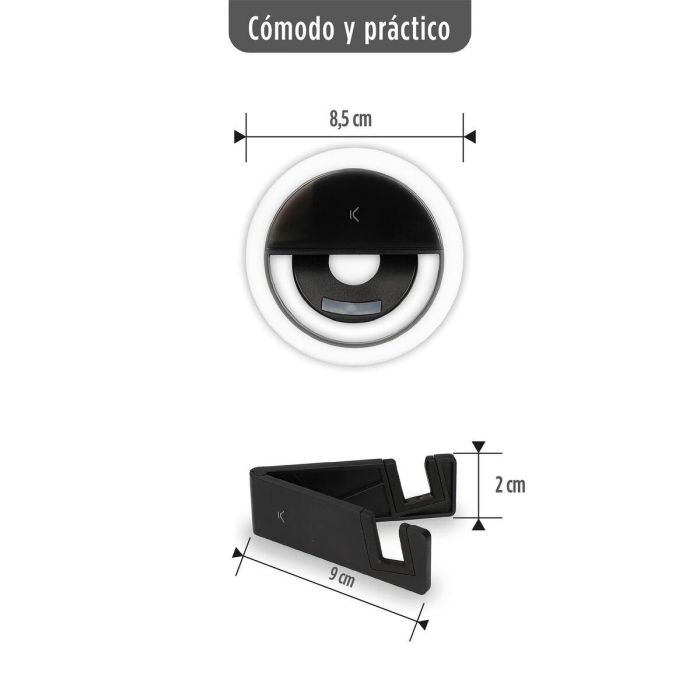 Aro de Luz para Selfie Recargable KSIX TP-8427542116006_BXYOUTBMINI_Vendor 3W 2