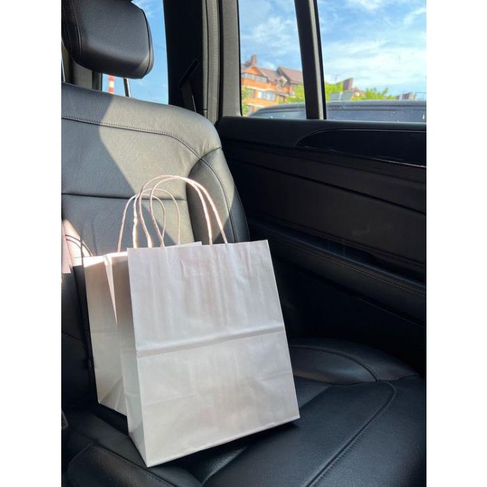 Algon Set de 3 Bolsas de Papel Blancas de 26 x 14 x 31 cm (24 Unidades)