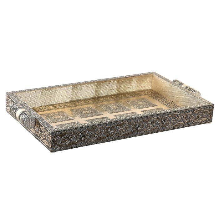 DKD Home Decor Bandeja Estilo Indio Champan de Metal y Madera con Asa 22x36x4 cm Colección Yoga 2 DKD Home Decor Bandeja Estilo Indio Champan de Metal y Madera con Asa 22x36x4 cm Colección Yoga 2