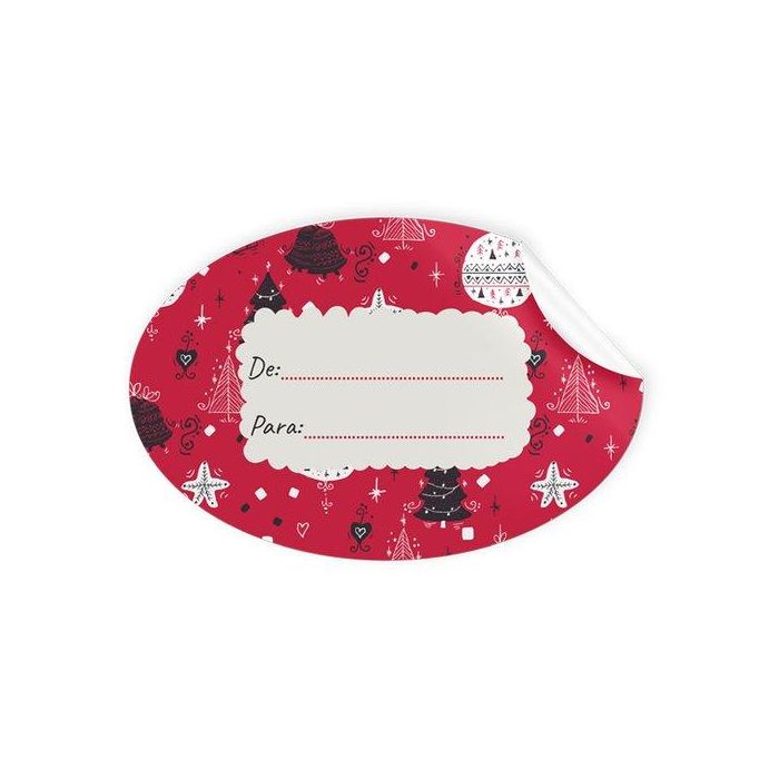 Etiquetas Regalo Adh. Rollo 250 Uds. Ovaladas 60X40 Navidad Rojo