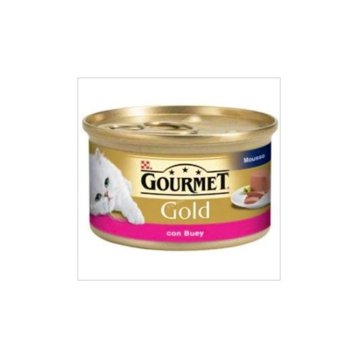 Purina Gourmet Gold Mousse de Buey 24x85 gr - Alimento para Gatos con Minerales y Vitaminas