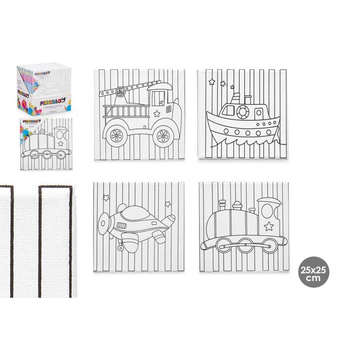 Lienzo para manualidades 25x25 cm vehículos surtidos - Pincello (24 Unidades) Lienzo para manualidades 25x25 cm vehículos surtidos - Pincello (24 Unidades)