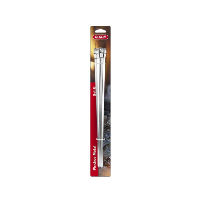 Set de 6 pinchos de metal Algon BBQ 35 cm x 6 mm (24 Cajas) 2 Set de 6 pinchos de metal Algon BBQ 35 cm x 6 mm (24 Cajas) 2
