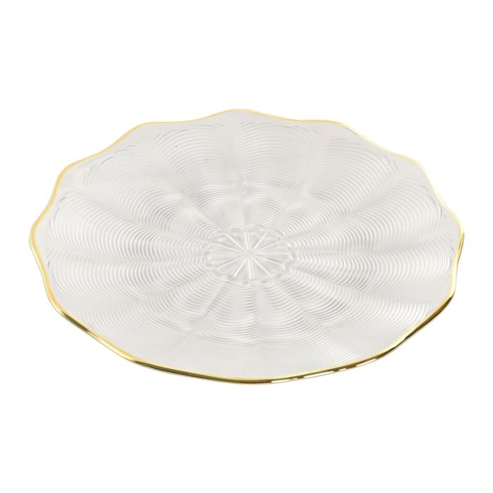 Plato Glam DKD Home Decor Transparente Dorado 28.4 x 2.6 x 28.4 cm (6 Unidades) 1