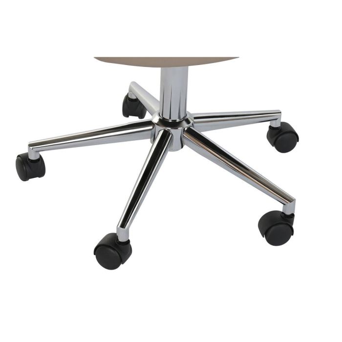 DKD Home Decor Silla de Oficina Home Office Beige con Ruedas PU y Metal 59 x 83 x 59 cm 3