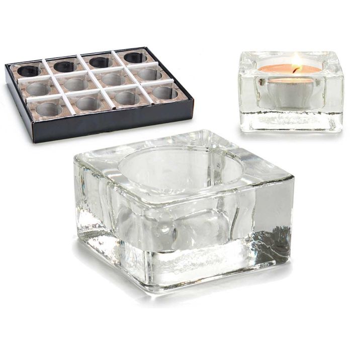 Portavelas de Cristal Cuadrado Giftdecor 6x3x6 cm, Transparente (48 Unidades) Portavelas de Cristal Cuadrado Giftdecor 6x3x6 cm, Transparente (48 Unidades)