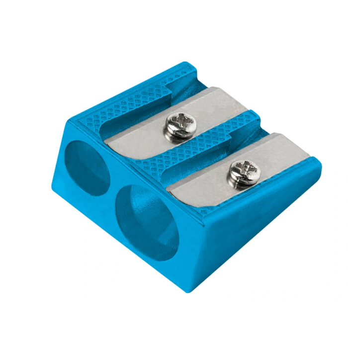 Liderpapel Sacapuntas Cuña 2 Usos Metálico Azul Robusto Cuerpo Aluminio 3