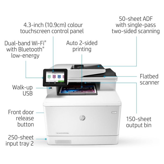 HP Color LaserJet Pro MFP M479dw 3in1 A4 LAN WiFi Duplex ADF 27ppm 600x600dpi