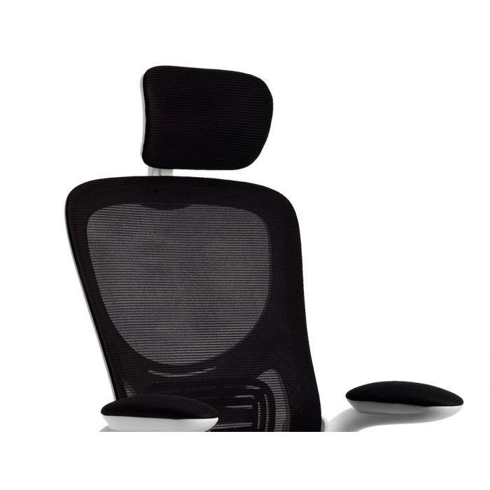 Q-connect Silla Ergonómica Pal ermo Alt Max 1300 Anc 610 Prof 600 Ruedas Premium Malla Base Nylon Reposacabezas Soporte Lumbar Color Blanco Negro 1