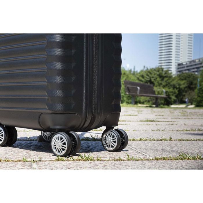 Numada Set 3 Maletas 1200497 Negro ABS Texturizado Impermeable 53cm 63cm 31cm Candado Combinación Neceser 4 Ruedas Dobles 360 4