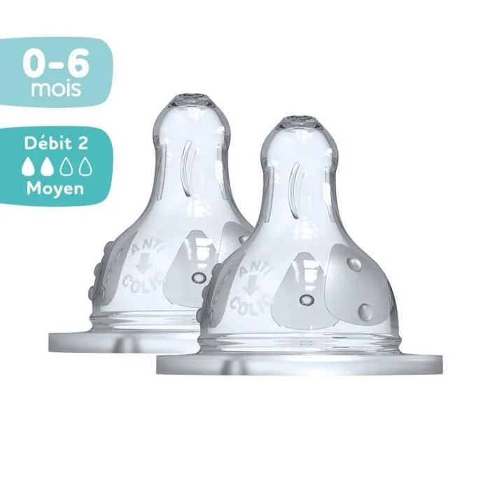 Dodie Tetina de iniciación redonda 3 velocidades cuello ancho silicona flujo 2 0-6 meses juego de 2 1