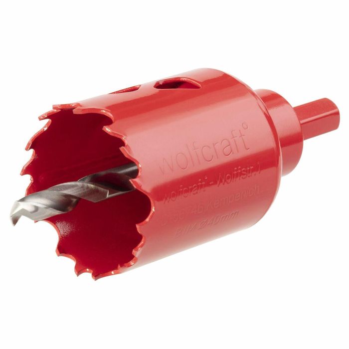 Wolfcraft Sierra de corona bimetal completo con adaptador y broca piloto Ø40 mm