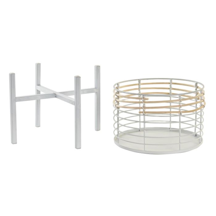 DKD Home Decor Macetero Urban de Metal y Ratán Blanco Natural de 25x25x32 cm, Set de 2 piezas 3 DKD Home Decor Macetero Urban de Metal y Ratán Blanco Natural de 25x25x32 cm, Set de 2 piezas 3