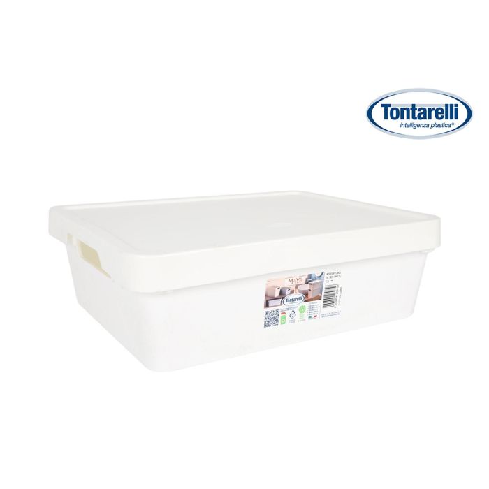 Caja de Almacenaje Maya Blanca 9.2L con Tapa - Inde (12 Unidades) Caja de Almacenaje Maya Blanca 9.2L con Tapa - Inde (12 Unidades)