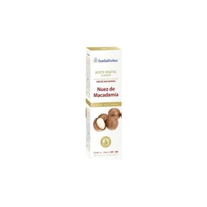 ESENTIAL AROMS Aceite Vegetal Virgen Nuez de Macadamia 100ml - Pieles Sensibles y Secas, Regenerador Cutáneo