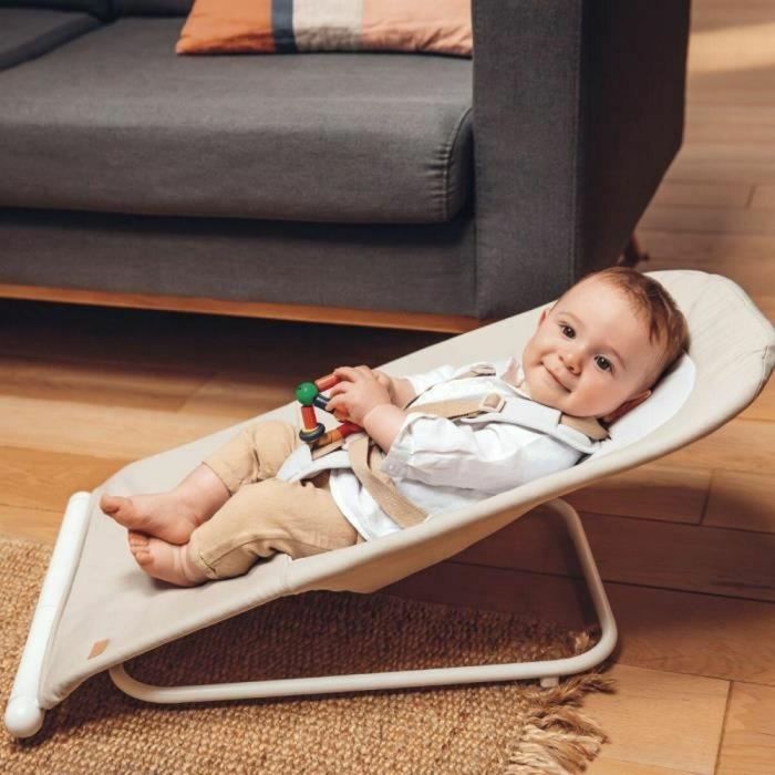 Beaba BEA1701219022704 Tumbona Plegable Eazy Relax, 3 Inclinaciones, Ultra Compacta y Delgada, Greige 1