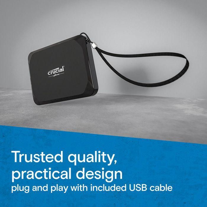 Crucial X9 SSD Portátil 1TB Negro USB Tipo C 3.2 Gen 2 (10Gbps) Velocidad Lectura 1050 MB/s Compatible con PC, Mac y Consolas 4 Crucial X9 SSD Portátil 1TB Negro USB Tipo C 3.2 Gen 2 (10Gbps) Velocidad Lectura 1050 MB/s Compatible con PC, Mac y Consolas 4