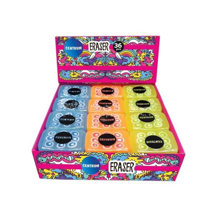 Goma De Borrar Centrum Synthetic Rectangular Diseño Expositor De 36 (3 Col.)