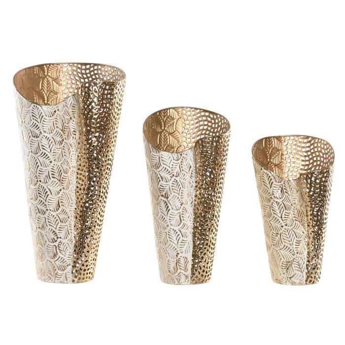 Jarron Glam DKD Home Decor Dorado Beige 27 x 56 x 27 cm Set de 3 (2 Unidades) 0 Jarron Glam DKD Home Decor Dorado Beige 27 x 56 x 27 cm Set de 3 (2 Unidades) 0