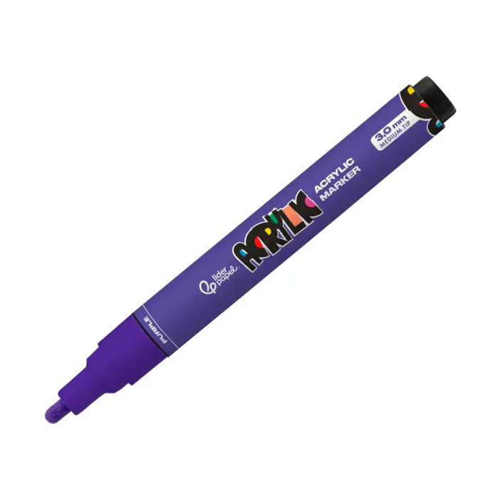 Liderpapel Rotulador Acrílico Base Agua Todo Tipo de Superficie Punta Redonda 3 mm Púrpura 1