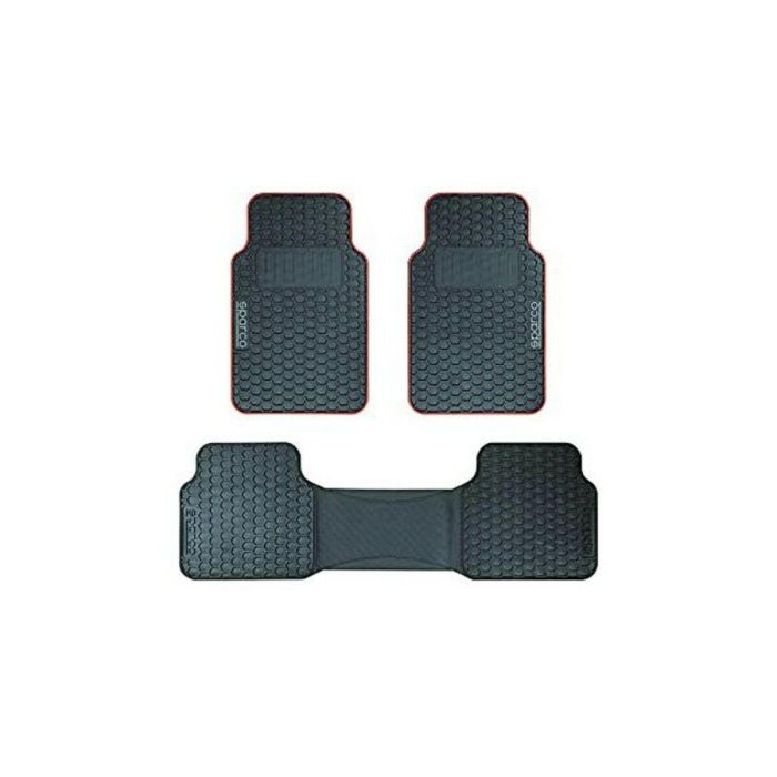 Sparco SPCF500RD Juego de Alfombras Universal F500 PVC Negro-Rojo 3 Piezas Antideslizantes y Resistentes para Coche