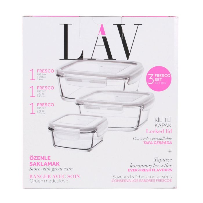 Lav Set 3 Fiambreras Herméticas Fresco - 11.5x5.3 cm, 4.2x6 cm, 17x6 cm (8 Cajas) 1